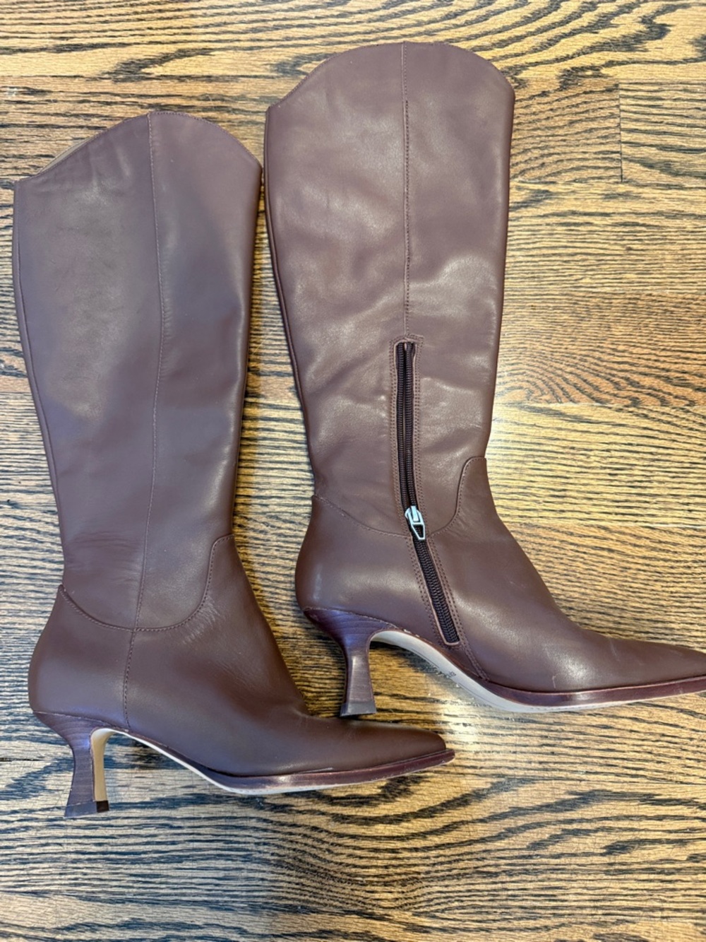 Dolce Vita Women's Knee-High Brown Leather Heeled Boots - Size 6